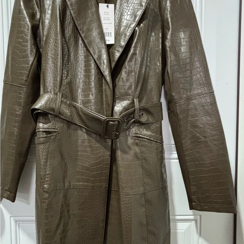 Chic Faux Leather Croc-Embossed Dress - Picture 3 of 11